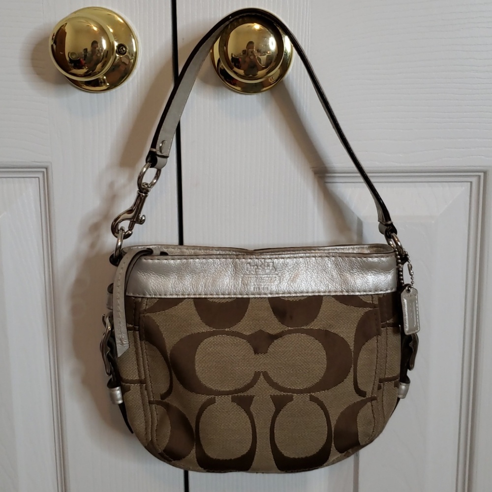 Authentic Coach Small Silver Zoe Purse